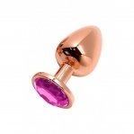 Металлическая анальная пробка Wooomy Tralalo Rose Gold Metal Plug Magenta M, 8х3,4 см (SO7427)