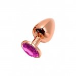 Металлическая анальная пробка Wooomy Tralalo Rose Gold Metal Plug Magenta S, 7х2,8 см (SO7429)