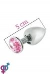 Анальная пробка MAI METAL PLUG WITH STONE, S SILVER (T370175)