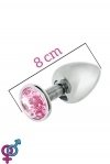 Анальная пробка MAI METAL PLUG WITH STONE, M SILVER (T370176)