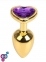 Анальная пробка Gold Metal Heart Dark Violet, S (820147)