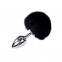 Металлическая анальная пробка Кроличий хвостик Alive Fluffly Plug M Black (SO6315)