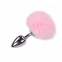 Металлическая анальная пробка Кроличий хвостик Alive Fluffly Plug M Pink (SO6316)