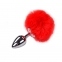 Металлическая анальная пробка Кроличий хвостик Alive Fluffly Plug M Red (SO6317)