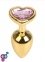 Анальная пробка Gold Metal Heart Light Pink, M (820157)