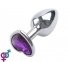 Анальная пробка Silver Metal Heart Dark Violet, M (820172)