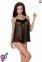 Сорочка прозрачная беби долл MELANIA CHEMISE black XXL/XXXL - Passion, трусики, на тонких бретелях (EL16306)