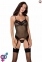 Корсет с пажами MELANIA CORSET black L/XL - Passion, трусики, полупрозрачный (EL16307)