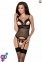 Корсет з відкритою груддю DIABOLINA CORSET black S/M - Passion, пажі, трусики, напівпрозорий (PS25805)