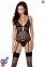 Корсет с декольте ERZA CORSET black XXL/XXXL - Passion, пажи, трусики, полупрозрачный (PS26009)