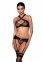 Сетчатый набор: бюстгальтер с халтером, трусики и пояс для чулок Amanda Set black XXL/XXXL - Passion (SO5323)
