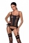 Сетчатый корсет из эко-кожи Passion Malwia Corset black L/XL: с люверсами и съемными пажами (SO5765)