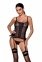 Сітчастий корсет з еко-шкіри Passion Malwia Corset black S/M: з люверсами та знімними пажами (SO5766)