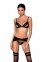 Комплект з еко-шкіри Passion Miley Set black XXL/XXXL: трусики, бюстгальтер, пояс для панчох (SO5773)