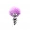 Металева анальна пробка Кролячий хвостик Alive Fluffly Twist Plug M Purple (SO6308)