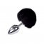 Металлическая анальная пробка Кроличий хвостик Alive Fluffly Plug L Black (SO6318)