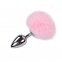 Металлическая анальная пробка Кроличий хвостик Alive Fluffly Plug L Pink (SO6319)