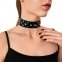 Нашийник з натуральної шкіри із заклепками та стразами Art of Sex - Jenna Collar, Чорний (SO6699)