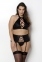 Комплект с имитацией шнуровки Nancy Set black 6XL/7XL - Passion топ, трусики и пояс для чулок (SO7107)